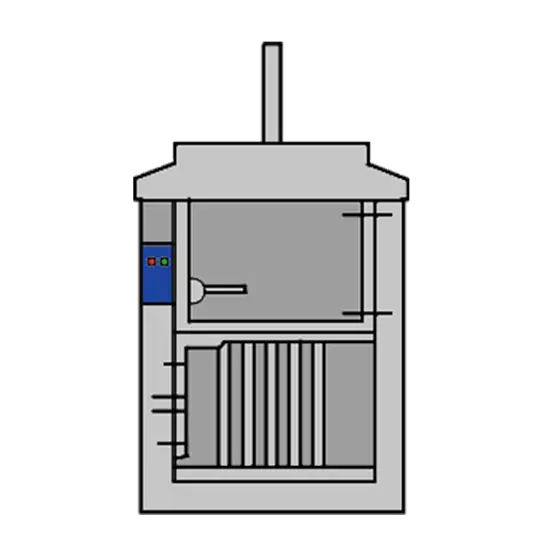 Vertical cardboard baler for compacting waste